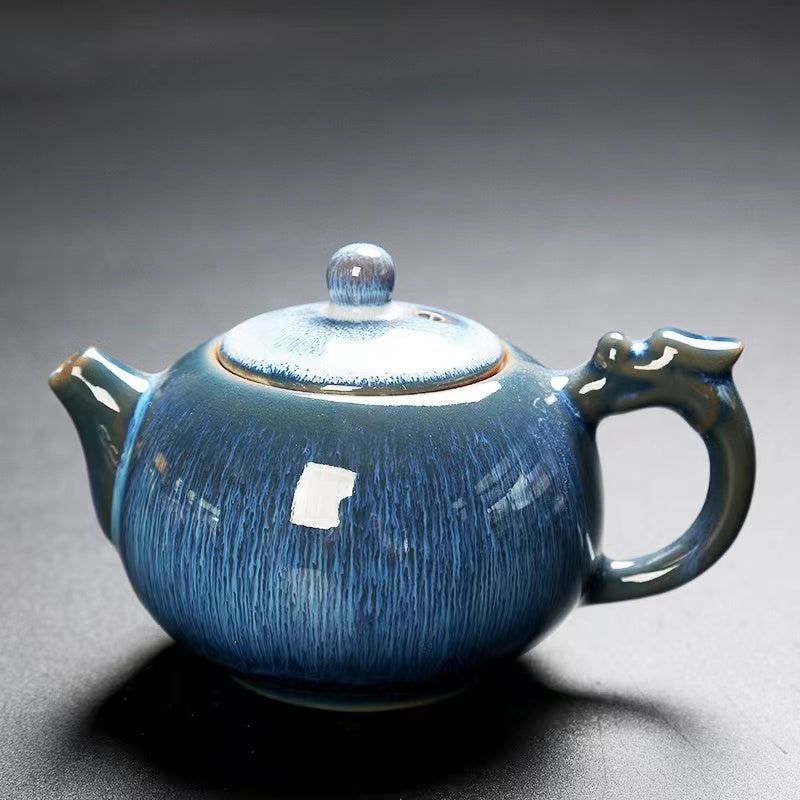 Kiln-Glazed Tianmu Glaze Kung Fu Tea Set Accessories Side Handle Pot