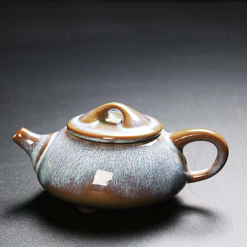 Kiln-Glazed Tianmu Glaze Kung Fu Tea Set Accessories Side Handle Pot