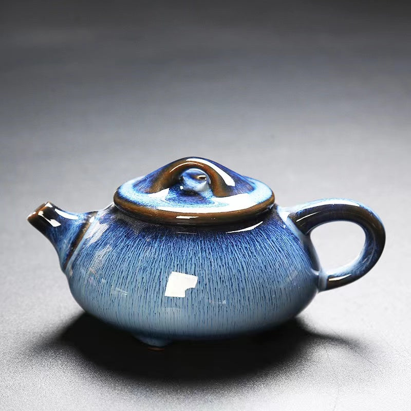 Kiln-Glazed Tianmu Glaze Kung Fu Tea Set Accessories Side Handle Pot