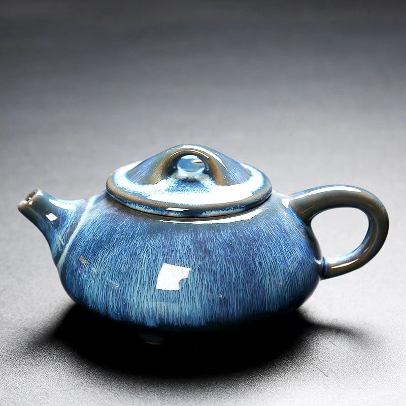 Kiln-Glazed Tianmu Glaze Kung Fu Tea Set Accessories Side Handle Pot