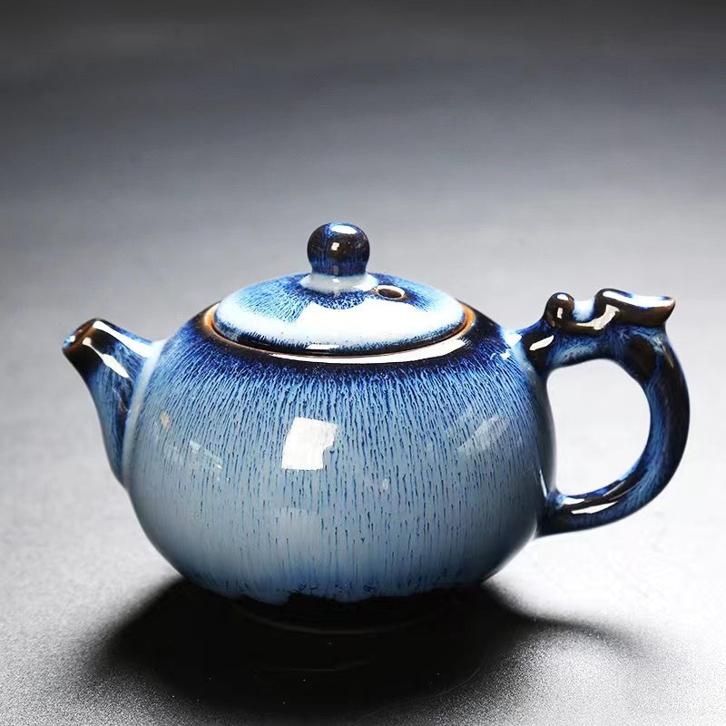 Kiln-Glazed Tianmu Glaze Kung Fu Tea Set Accessories Side Handle Pot