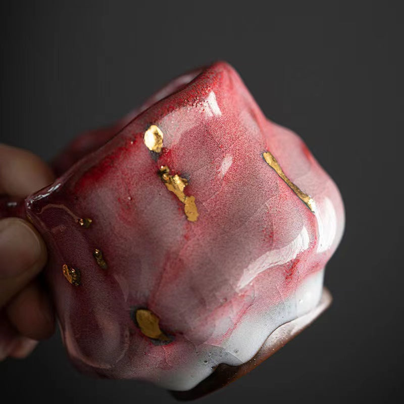 Master Collection----Shino Yaki Pink tea cup gilded
