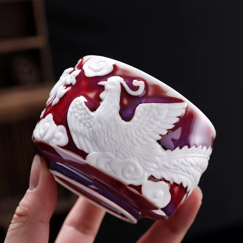 Master Collection----First-class senior technician hand-made sheep's jade high-grade Tea cup(M284)
