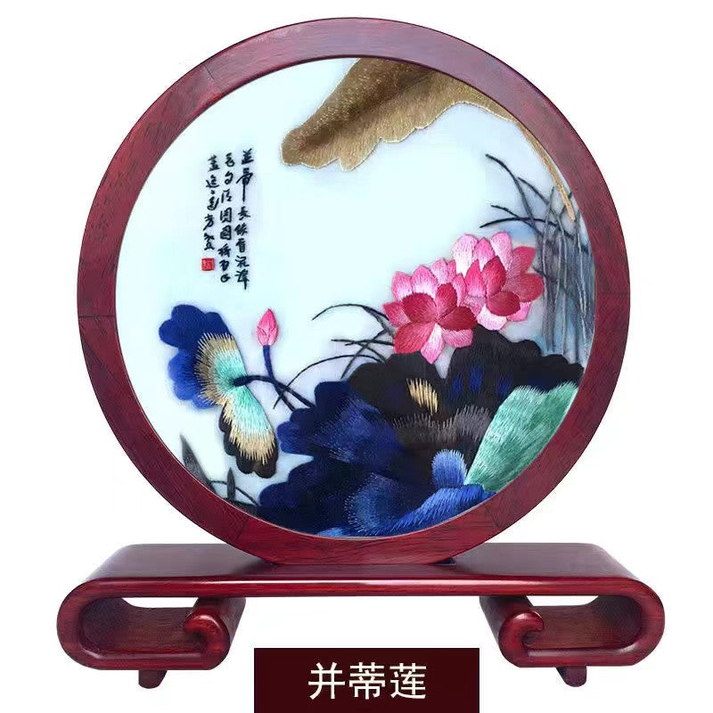 Embroidery--- Handmade double-sided embroidery ornaments