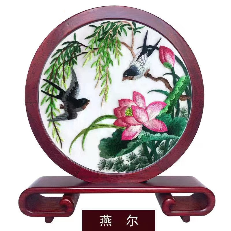 Embroidery--- Handmade double-sided embroidery ornaments