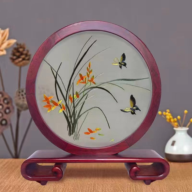 Embroidery--- Handmade double-sided embroidery ornaments