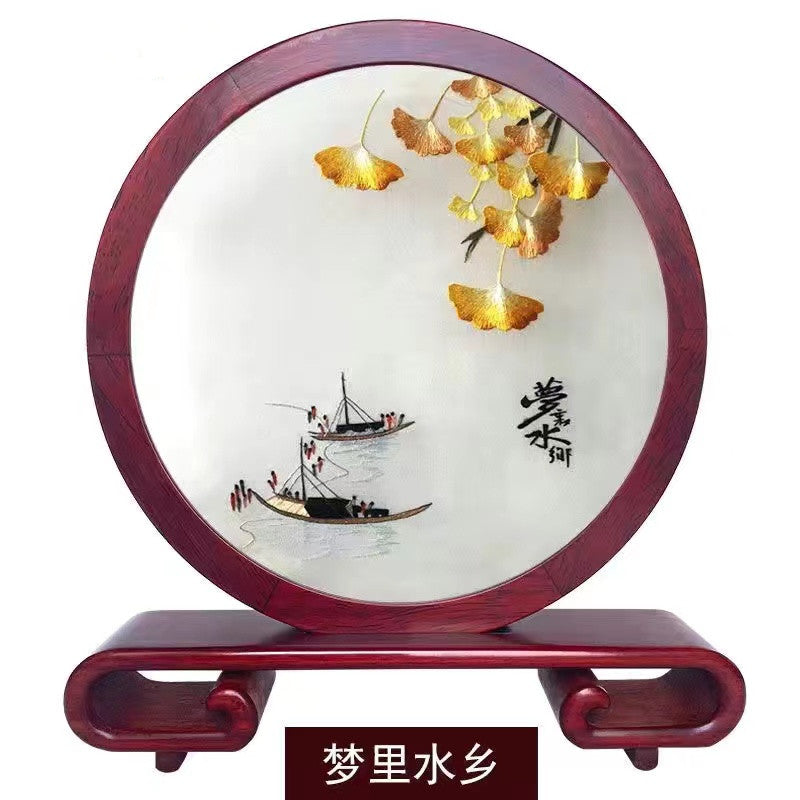 Embroidery--- Handmade double-sided embroidery ornaments