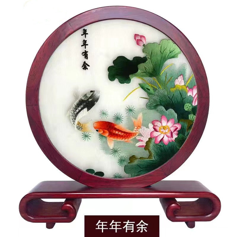 Embroidery--- Handmade double-sided embroidery ornaments