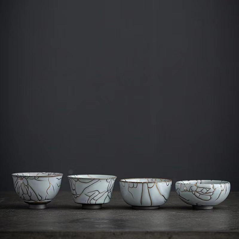 Shinoyaki white 24k gold Hand made tea cup