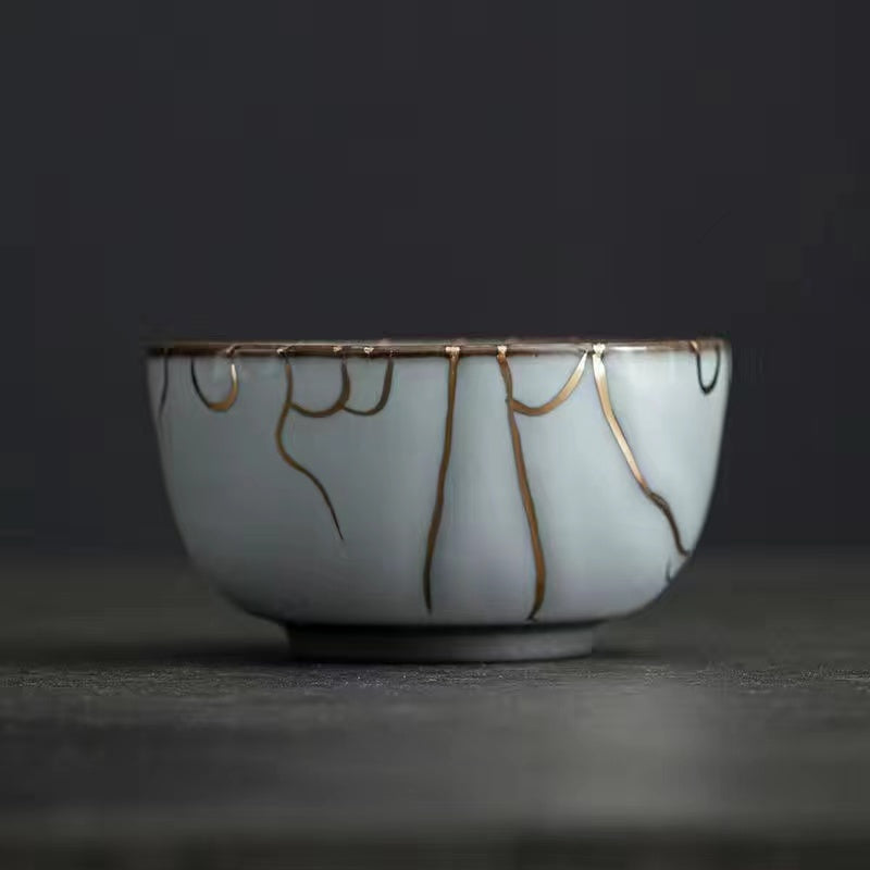 Shinoyaki white 24k gold Hand made tea cup