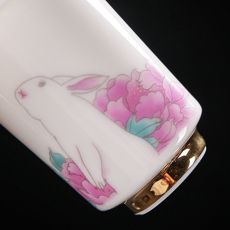 Sheep fat jade tea cup Little white rabbit color changing Tea cup