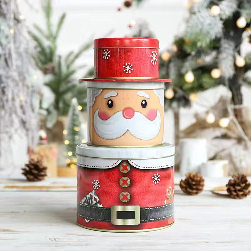 Christmas Three layer tin candy box