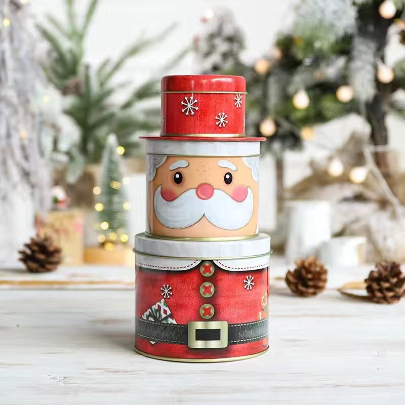 Christmas Three layer tin candy box