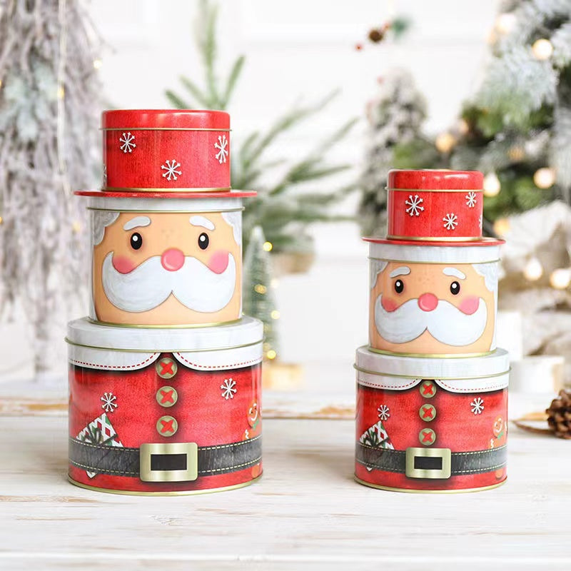 Christmas Three layer tin candy box