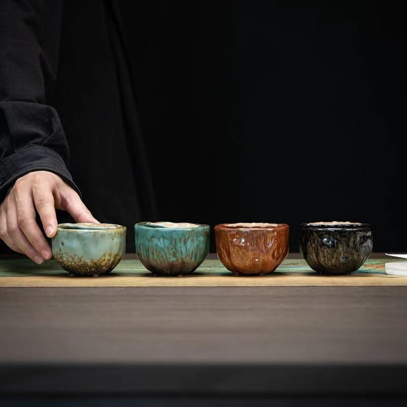 Auspicious ceramic teacup Coarse ceramic teacup