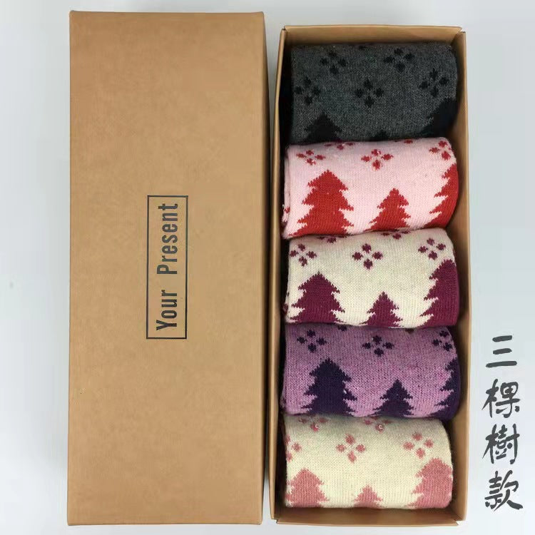 Gift box wool winter Christmas socks