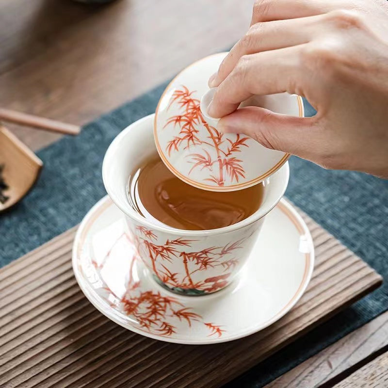 Blue and white landscape bowl Gaiwan