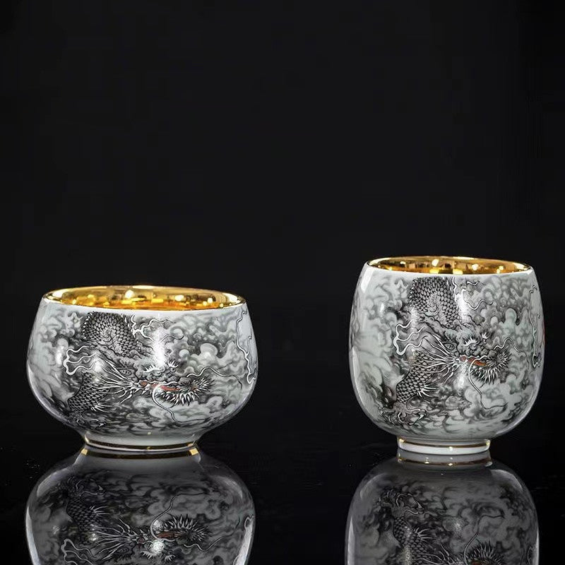Master Collection----24K A gilt dragon cup handmade by a master craftsman Teacup (M451)