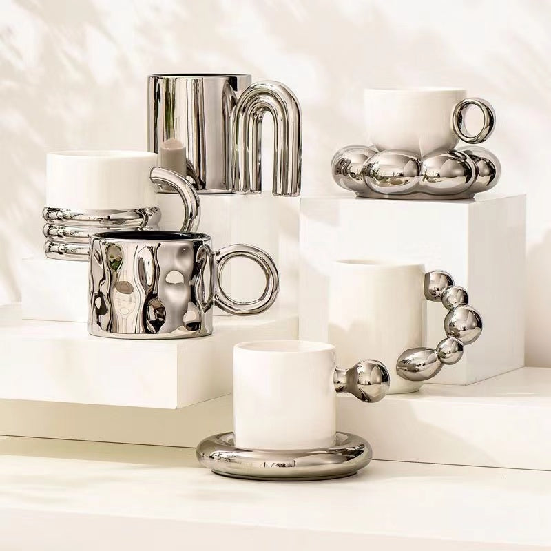 Silver ceramic mug