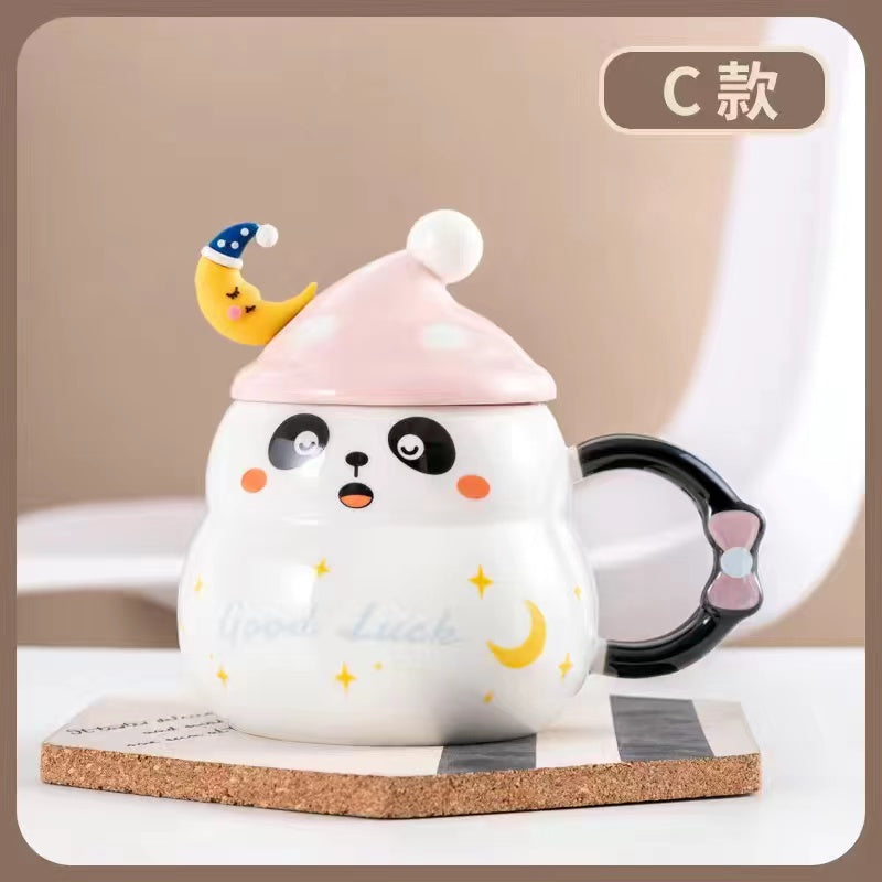 New high beauty water cup Cute snowman ceramic cup with straw