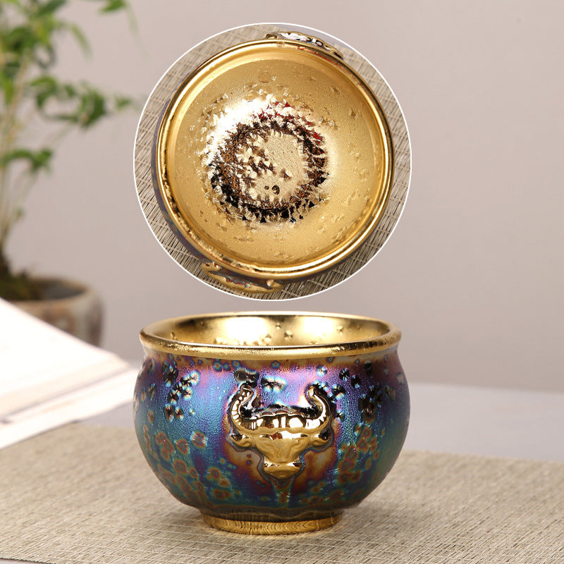 Gilt colorful ox teacup