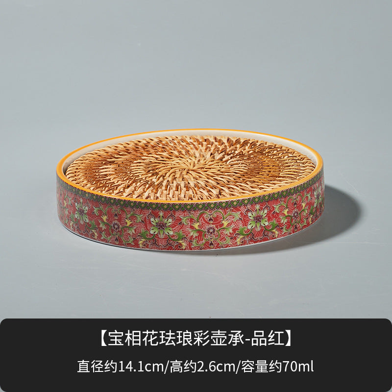 Enamel ceramic Gaiwan with pot holder teacup set