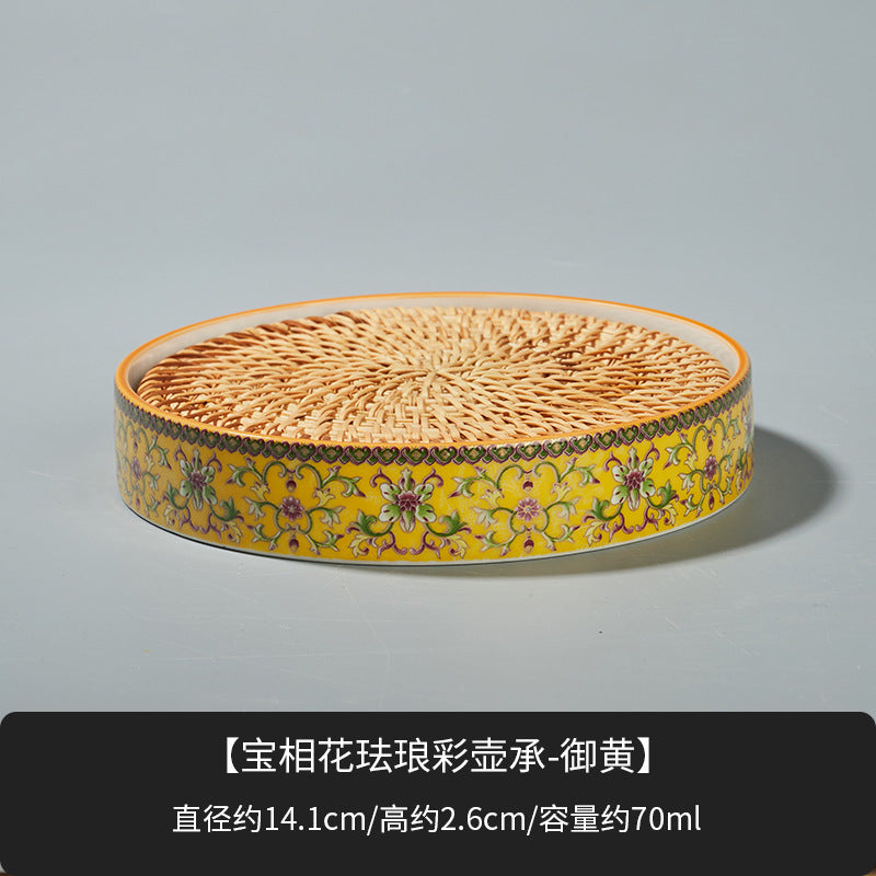 Enamel ceramic Gaiwan with pot holder teacup set