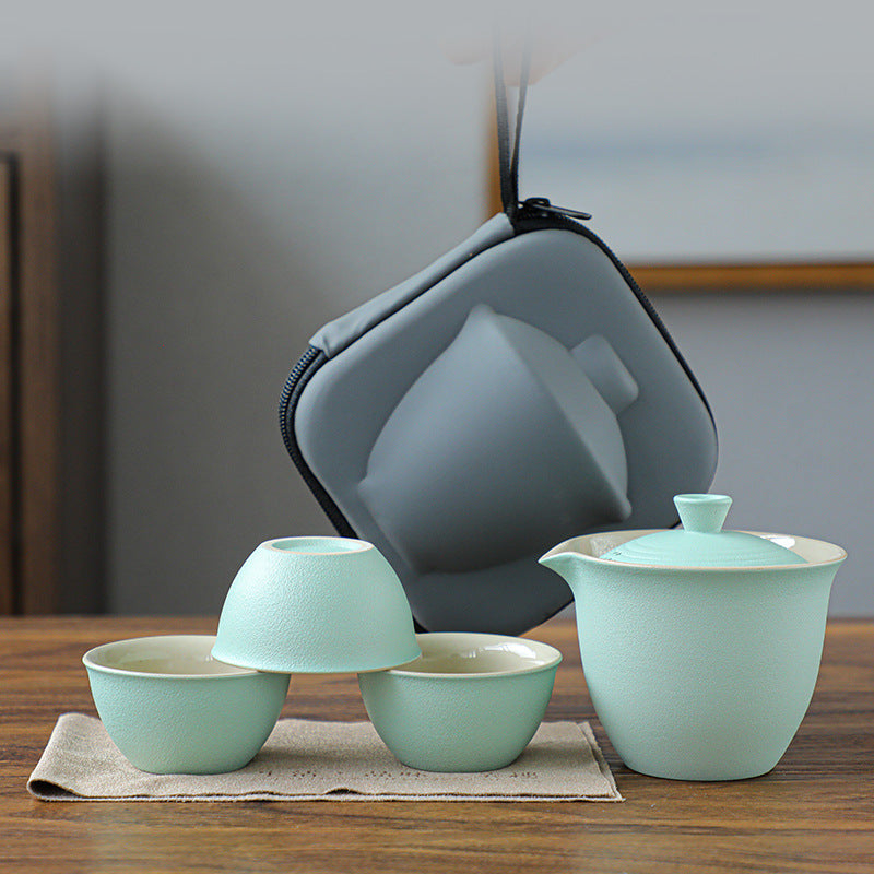 Portable Ceramic Gaiwan Travel Teacup/Teapot Set