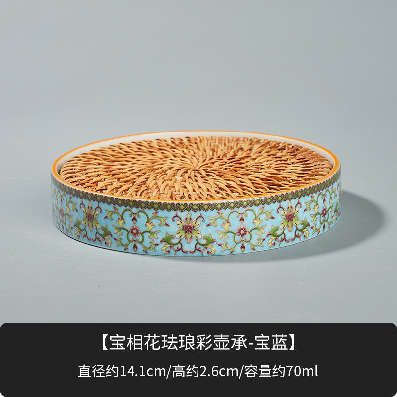 Enamel ceramic Gaiwan with pot holder teacup set
